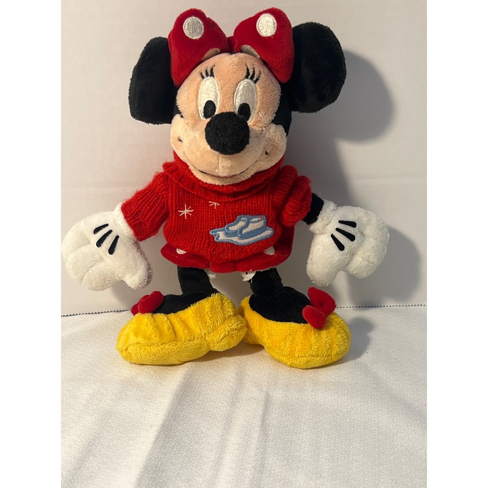 Disney‎ Minnie Mouse Plush Toy Red Sweater Yellow Shoes Bow